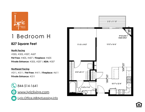 a floor plan of the 1 bedroom unit